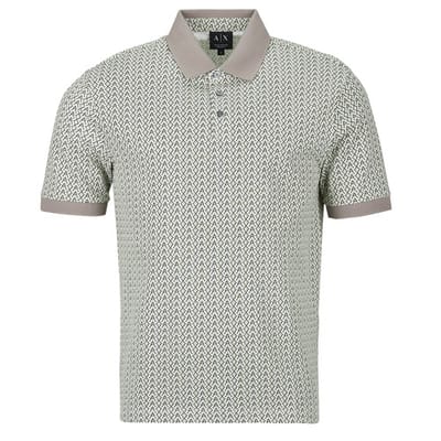 Armani Exchange Polo Shirt Met All-Over Print, Beige