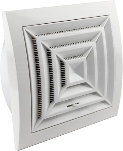 Ventilatierooster met flens - Afvoerrooster lamellen rooster - Luchttoevoer instellen - Met insectenbescherming - Ø 100 mm - Wit