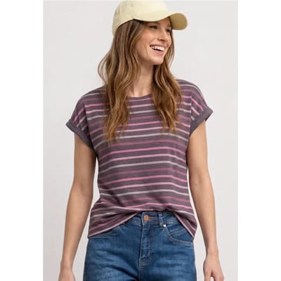 Shirt met losse schouders en strepen