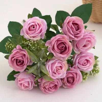Boeket van 10 rozen Kunstbloemen Westerse roos Bruiloftsdecoratie 6 kleuren Pioenrozen Nepbloemen Kunstbloemen