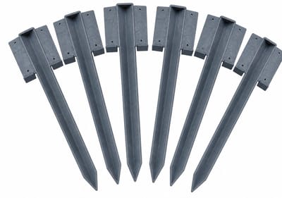 Recy-flex - Grondpennen voor Borderranden - 6 stuks - Kunststof palen voor Border- en Perkafscheiding - 40cm x 4cm x 4cm - Grijs