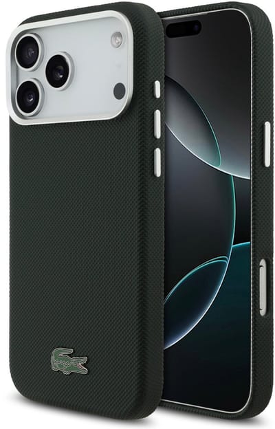 Lacoste - hoesje voor iPhone 17 Pro Max - MagSafe Metal Edges Iconic Petit Pique Logo - Estragon Green