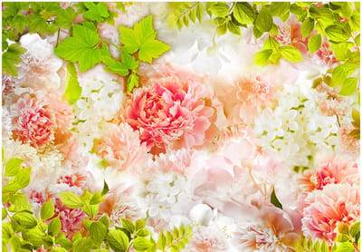 Fotobehangkoning - Behang - Vliesbehang - Fotobehang Pioenrozen - Bright peonies - 150 x 105 cm