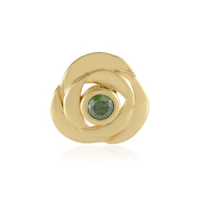 Cavill - Zilveren Hanger 925 Sterling Zilver Verguld - I2 Groene Diamant 0,099 ct Ronde Briljant - Elegant Bloemachtig Luxe Dames Sieraad