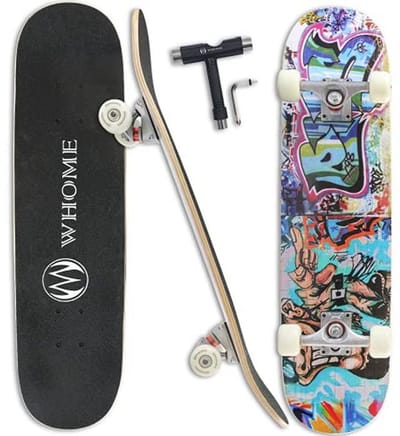 Skateboard Compleet voor Beginners en Gevorderden 31"x8" - 8-laags Esdoorn Deck, ABEC-9 Lager en T-Tool