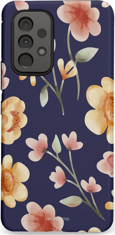 Casetastic Hoesje Geschikt voor Samsung A53 - Stijlvolle Beschermende Duo-layer Case - Fluweel Bloemendesign