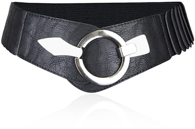 Dailygoods- Damesriem Zacht en Comfortabel - Brede Elastische Riem - Zilveren Gesp - Cinch-Riem - Maat 80-95 cm - Kunstleer - Tailleband