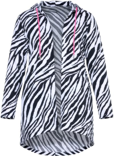 Angel of Style - Dames - Sweatvest openvallend model diermotief capuchon - Zwart - Maat 44