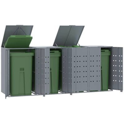 vidaXL - Containerberging - voor - 4 - containers - 276x79x117 - cm - staal - grijs