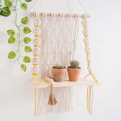 opberging in Boheemse stijl, houten punt, wandopslag, balkon, kantoor, kinderkamer, badkamer, woonkamer, stof handgeweven wandplanken, wanddecoratie wandplank