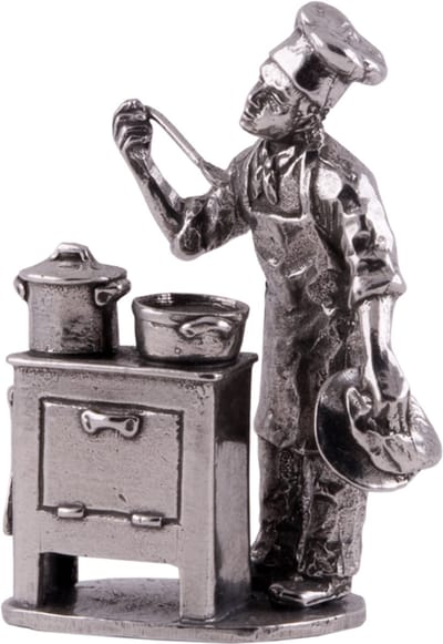 Beeldje Kok - tin - jubileum geschenk - beroepen beeldje - ambacht - restaurant - cadeau kok - geschenk horeca