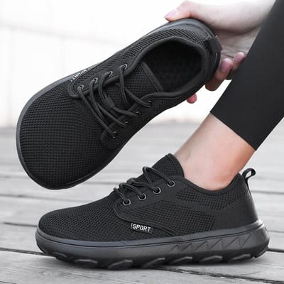Heren- en Dames Barefoot Schoenen Brede Versie Eenvoudig Platform Wandelsneaker Vetersluiting Buiten Lichtgewicht Casual Hardloopschoenen 37 black