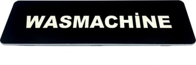 Deurbordje met tekst Wasmachine - 150 x 50 mm (incl. dubbelzijdige tape) - zwart / wit | Geborstelde RVS-look toplaag | Gratis Verzending