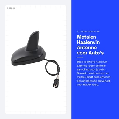 Dailygoods- Auto Antenne Haaienvin - Kunststof/Metaal - FM/AM Radio - Schokbestendig - Lichtgewicht - Bovenste Dak Plaatsing - Dakantenne