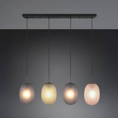 TRIO FACETTE - Hanglamp - Zwart mat - excl. 4x E27 4 W - Plafondbevestiging - In hoogte verstelbaar