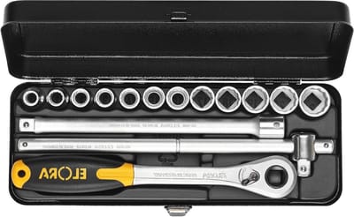 Dopsleutelset 1/2 inch - Zeskant Doppenset - Klusser Werk - 15 Delig - 10-22 mm - Zwart