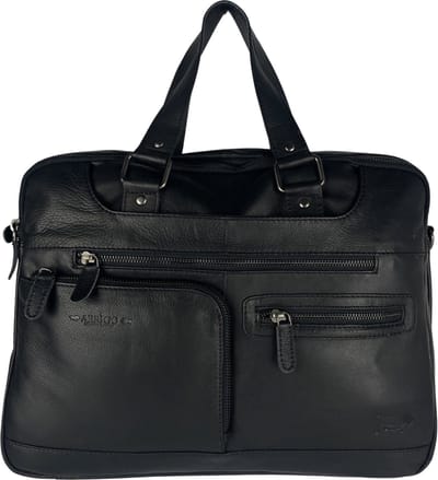 Laptoptas - Handtassen - Zwart Leer - Werktas - Crossbody Tas - Schooltas Jongen - Schooltas Meisjes - Laptop tot 15.6 - Arrigo