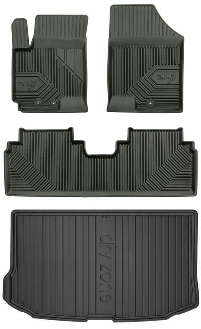 FROGUM PROLINE – Rubber vloermatten + kofferbakmat set – Kia Venga 2009-2019 – TPE, geurloos (bovenste kofferniveau)