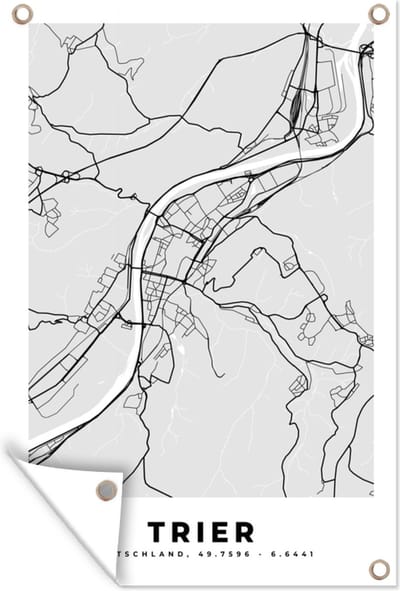 Muurdecoratie Stadskaart - Duitsland - Plattegrond - Trier - Kaart - 120x180 cm - Tuinposter - Tuindoek
