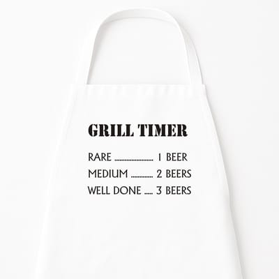 BBQ Keukenschort "Grill Timer" | Grappig Kerstcadeau & Sinterklaas | Wit