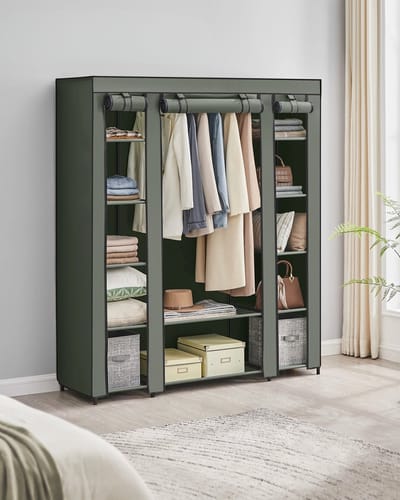 Geargalaxy Opvouwbare Kledingkast - Garderobe - Kledingopberger - Opbergkast - Kledingkastmeubel - 150x45x175cm - Saliegroen
