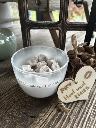 Creaties van Hier - Sojakaars You are simply the best met houten hartje - 11 cm - Glas