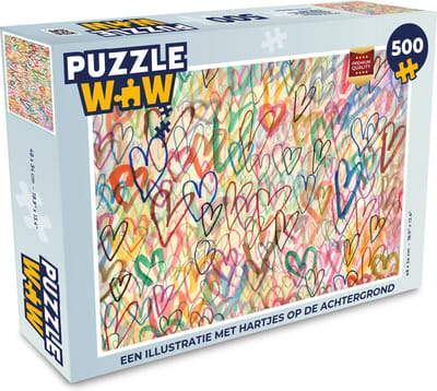 Puzzel Een illustratie met hartjes op de achtergrond - Legpuzzel - Puzzel 500 stukjes