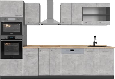 Vicco R-Line Complete keukeneenheid – 300 cm met hoge kast, zonder werkblad Beton/antraciet