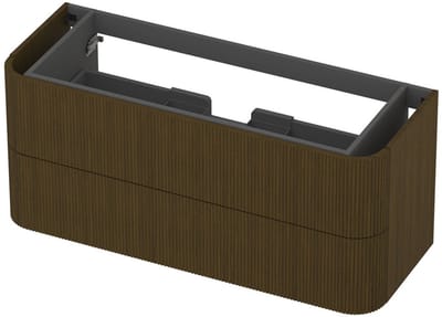 Saqu Olivo wastafelonderkast afgerond 120x45x52cm fineer - terra ribbel