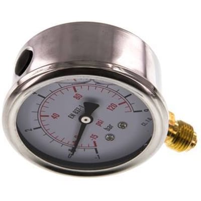 -1..9 Bar Glycerine Manometer Onderaansluiting RVS/Messing 63 mm Klasse 1.6 - ML-1963SVG