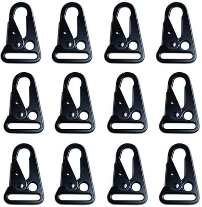 12 stuks, tactische karabijnhaak, om op te hangen, voor bergbeklimmen, kamperen, wandelen, jacht, outdoor-activiteiten (zwart)