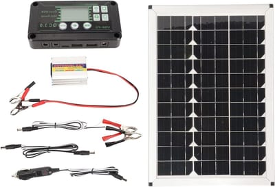 Zonnepaneel Kit - Power Station - Energie Opladen - MPPT Controller - 100W Paneel 220W Omvormer - Zwart