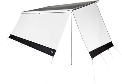 Luifel Voorpaneel - Zijpaneel Luifel - Bescherming Tegen Zon - UV-Bestendig PVC - 380 x 170 cm - Grijs Zwart