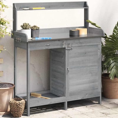 vidaXL - Oppottafel - met - kast - 110,5x45x124,5 - cm - massief - vurenhout - grijs