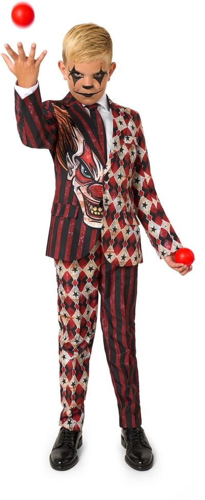 Suitmeister Scary Clown Red Jongens Pak - Kids Kostuum - Halloween Outfit - Maat S