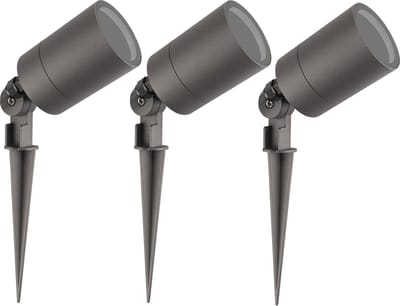 Ledvion - 3X LED Prikspots - Antraciet - IP65 - 5W - GU10 - 2M