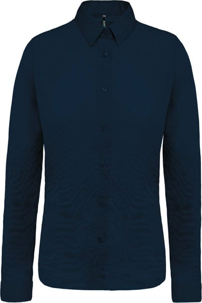 Kariban Damesblouse in popeline met lange mouwen K510 - Navy - XS