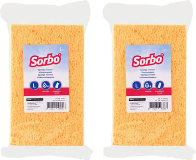 Sorbo viscose sponzen - 2x - schoonmaaksponzen - 16 cm - streeploos resultaat - huishoudelijke producten