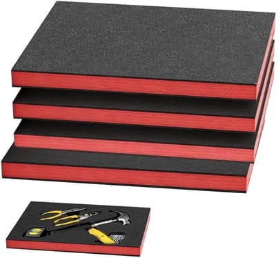 Set van 4 Op maat Gemaakt Schuimrubber 40 x 30 x 2,5 cm voor Gereedschapskoffers, Inlegschuim en Schuimrubber Platen voor Bescherming en Organisatie