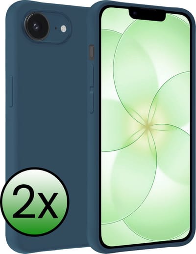 Hoesje 2 Stuks - Geschikt voor Apple iPhone 17e - Sterk & Shockproof - Case Siliconen - Back Cover - Telefoon Hoes - Donkerblauw