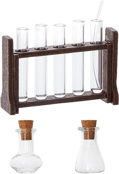 Mini Reageerbuis Ornamenten - Micro Landschap Decoratie - Poppenhuis Inrichting - Hout en Glas Materiaal