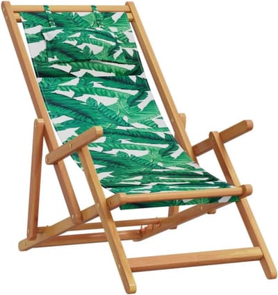 Strandstoel Hout - Tuinstoel Lounge - Ontspannen Buiten - 3-voudig Verstelbaar - 110 kg capaciteit - Bladpatroon