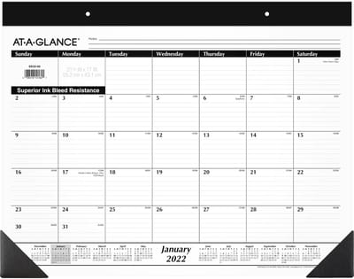 Bureaukalender Maandelijkse Planner - Bureauonderlegger Jaarplanner - Afspraken Bijhouden - Hoge Kwaliteit Papier - 21 3/4 x 17 Inch - Zwart