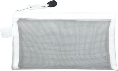 Ainy - Witte Mesh Etui 23.5x12 cm - licht, doorzichtig en praktisch - middelbare schoolspullen