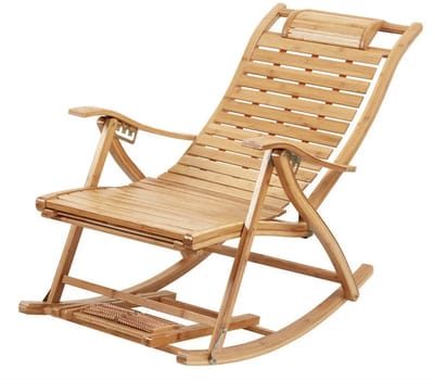 Varnox Schommelstoel - Houten schommelstoel - Bamboe Schommelstoel - Stoel - Lounge stoel - Ligstoel - Tuinstoel - Verstelbaar - Hout - Bamboe - Bruin