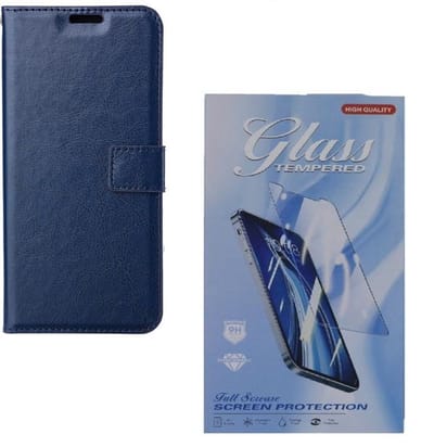 Bookcase Geschikt voor: Samsung Galaxy A72 4G & 5G - Blauw - Portemonnee hoesje met 2 stuks Glas Screen protector