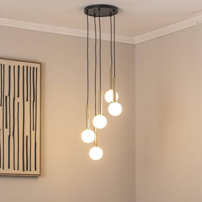 DAISY 5 hanglamp met melkglazen bol - Sigma Verlichting