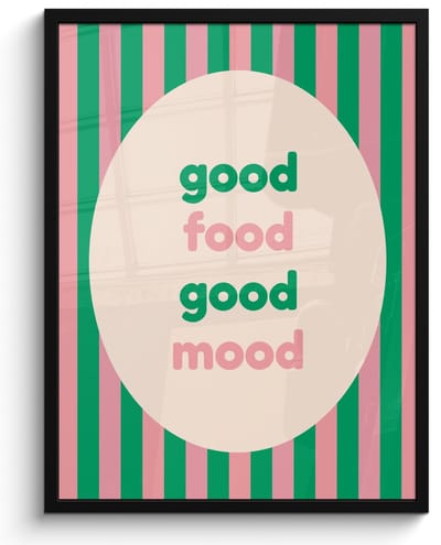 Poster in lijst - Fotolijst 60x80 cm - Posters - Gestreept - Quote - Ovaal - Roze - Posterlijst zwart - Decoratie - Wanddecoratie woonkamer - Muurdecoratie slaapkamer