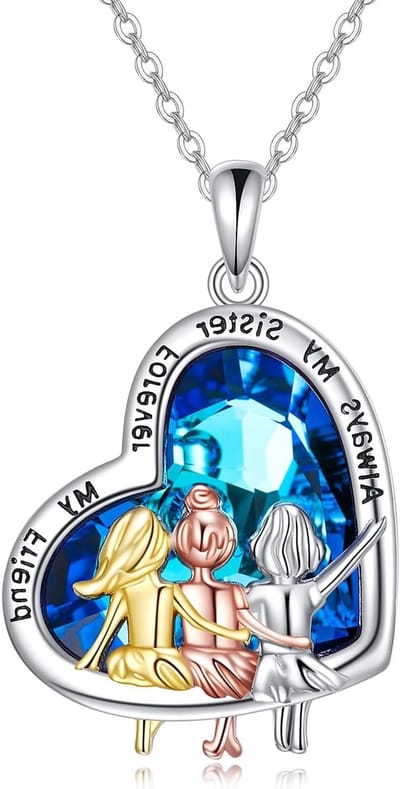 Drie Zussen Ketting van 925 Sterling Zilver met Kristal - Perfecte Verjaardagscadeaus voor Zussen en Vriendinnen