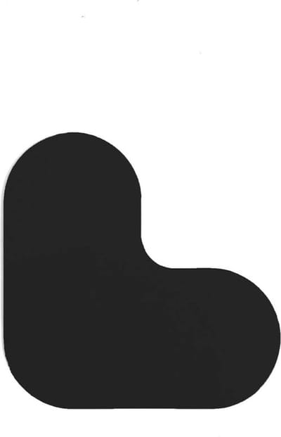 Hoekstuk (L-vorm) Zwart 120 x 120 mm - vloersticker met vlakke toplaag